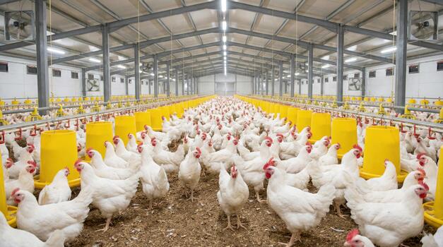Interior of a modern Summit Poultry broiler house