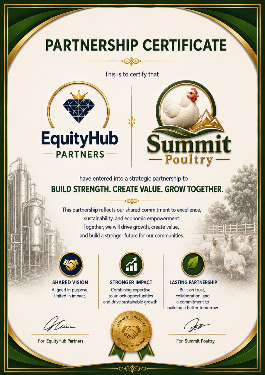 Partnership Certificate between EquityHub Partners and Summit Poultry